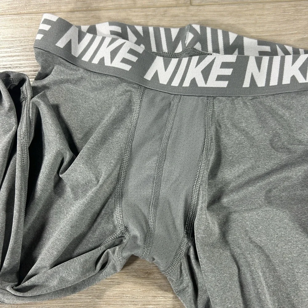 Nike Pro Boys XL Dri-Fit Full Length Gray Training Tights BV3516 Football Sports